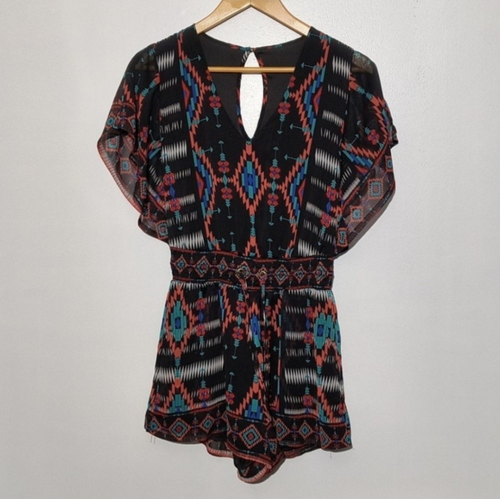🔥 Bebe Tribal Print Aztec Multicolor Pattern Romper